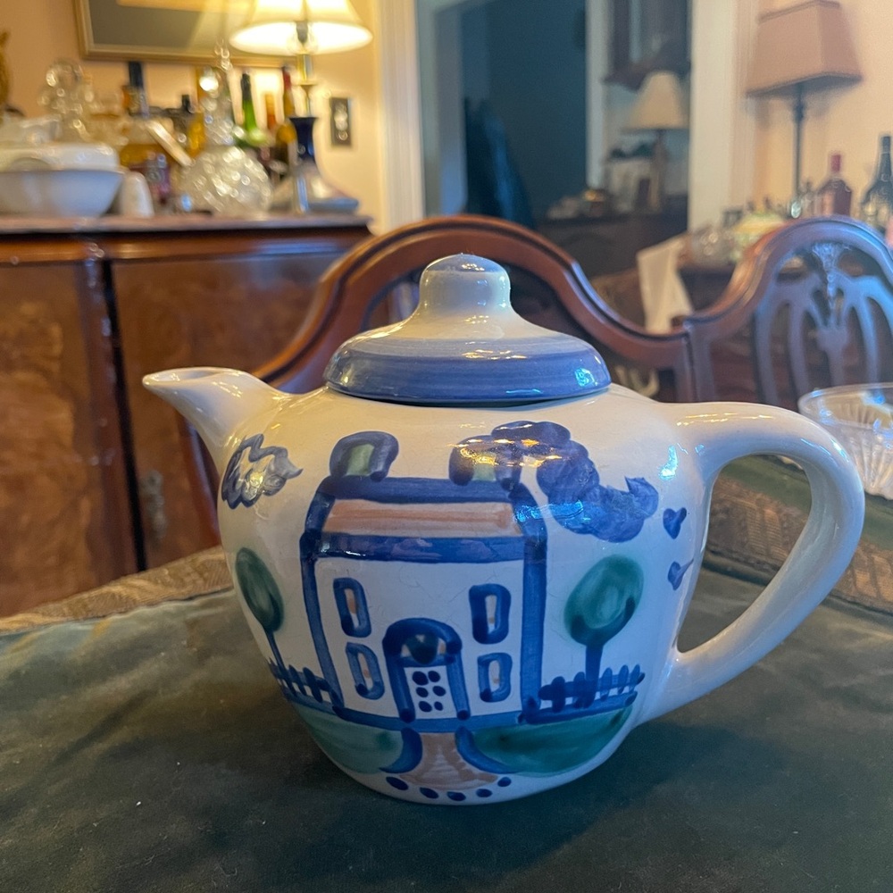 M A Hadley Country Scene Ceramic Teapot